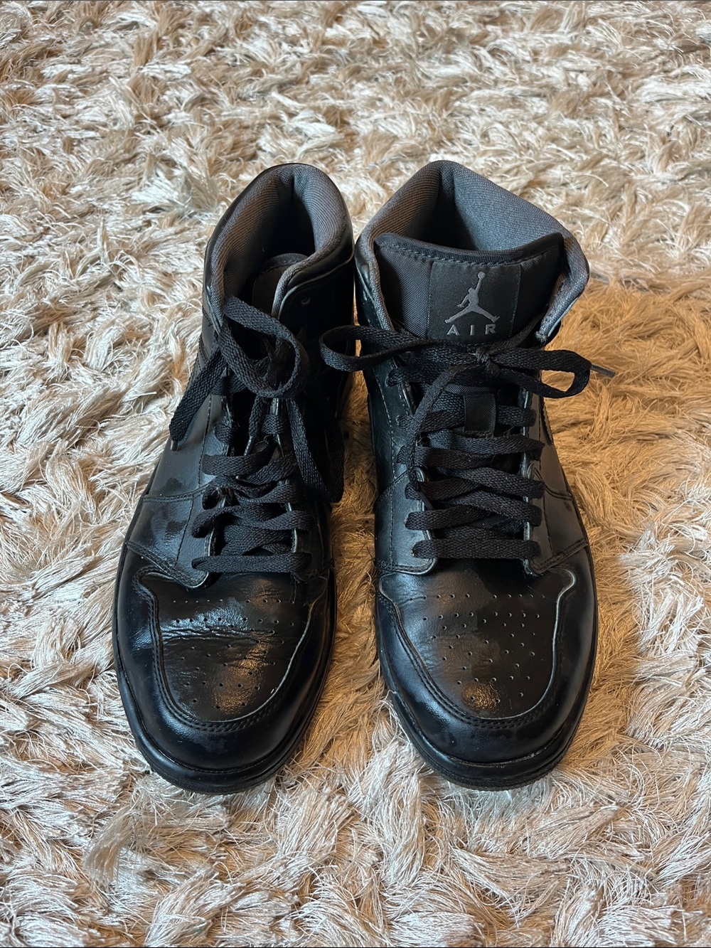 Nike Air Jordan 1 Mid Triple Black Men's Black High-Top Sneakers